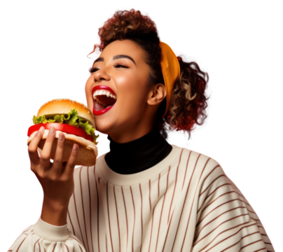 Woman eating cheerful lettuce cheese.