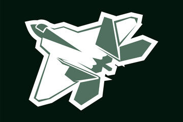 American cold war jet fighter plane vector illustration. simple aircraft logo, military equipment.