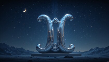 Galactic sculpture unknown location 3d art night sky wide angle cosmic concept