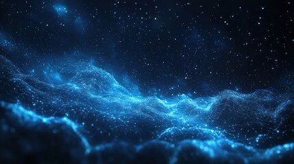 Fototapeta premium Abstract cosmic landscape with glowing particles.