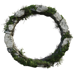 Overgrown Stone Circle Ruin with Green Ivy