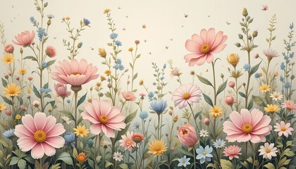 Vibrant flower garden nature artwork spring close-up gigapixel