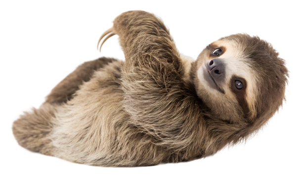 Sloth relaxing in nature animal calm environment isolated on transparent background