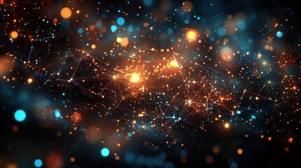 Obraz premium Abstract cosmic network with glowing particles.