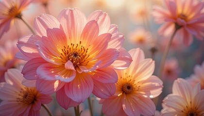 Fototapeta premium Blooming pink flowers nature gigapixel photography garden close-up beauty