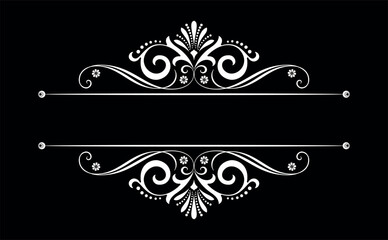Vintage black and white element. Graphic vector design. Damask graphic ornament.