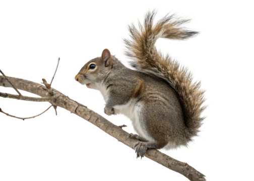 Squirrel climbing branch forest habitat animal wildlife isolated on transparent background