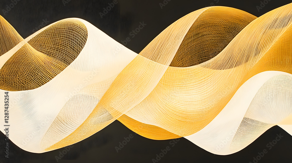 Poster group of wavy lines on a black background abstract design for textures and backgrounds