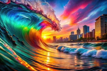 Abstract Wave Patterns, Vivid Colors, Urban Exploration Backgrounds, Energetic Designs