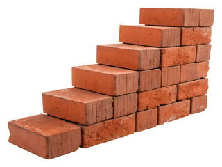 Obraz premium Building steps with bricks for construction projects indoor top view isolated on transparent background