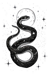 Obraz premium PNG Snake celestial drawing reptile sketch.