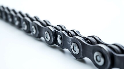 Bike chain isolated on white background with clipping path. Side view