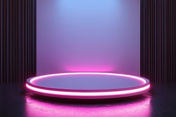 Creative messaging highlighted on a 3D floating podium with glowing edges.