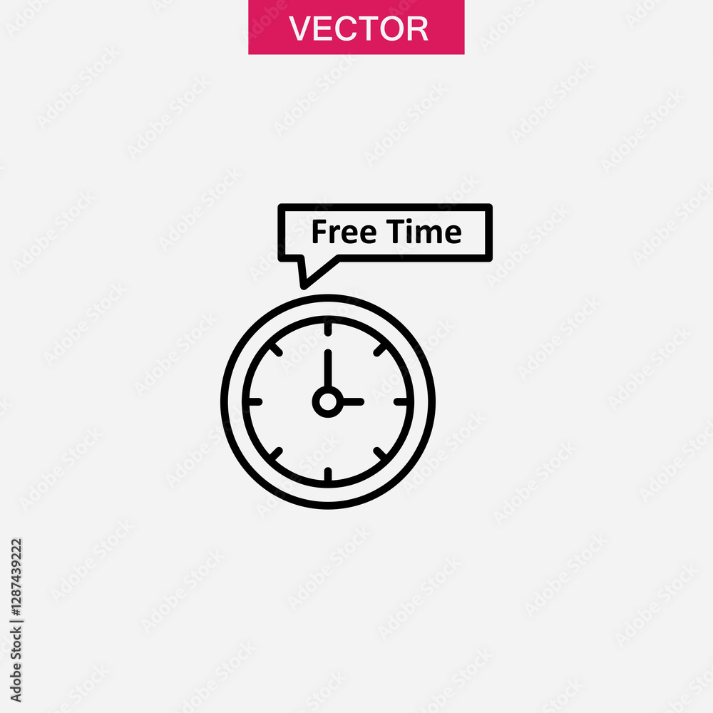 Poster free time icon, vector simple linear illustration for web and app..eps