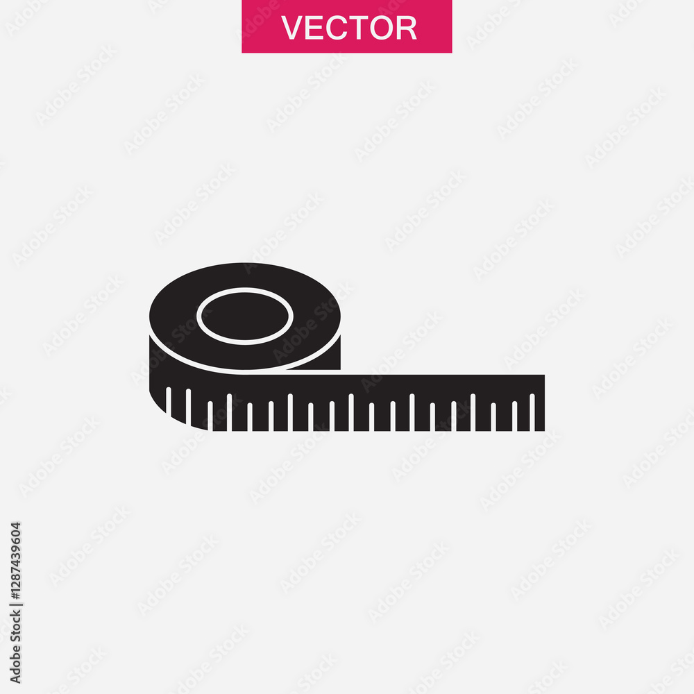 Poster measure tape icon, vector flat black simple trendy style illustration for web and app..eps