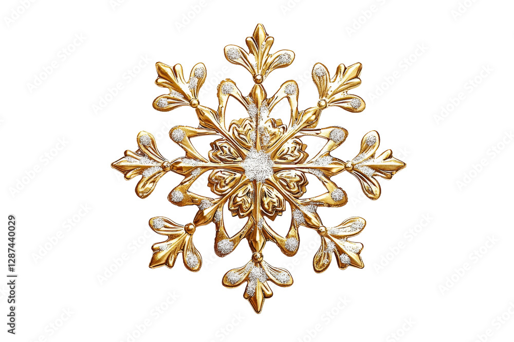 Poster golden snowflake decoration with intricate leaf patterns