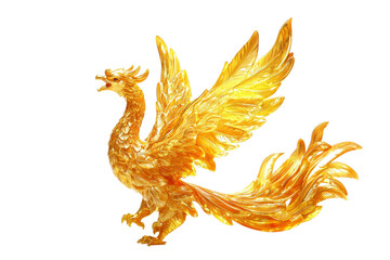 Obraz premium Majestic Golden Phoenix with Radiant Feathers and Dynamic Posture