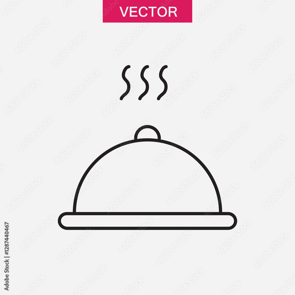Poster tray of food outline icon, vector simple linear illustration for web and app..eps