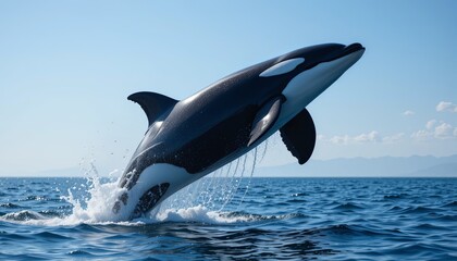 Orca breaching in ocean marine wildlife photography natural habitat underwater perspective
