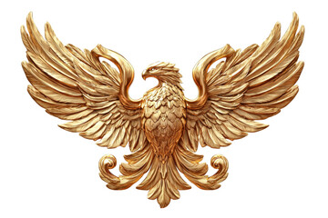 Golden Phoenix Emblem with Intricate Wing Design and Detail