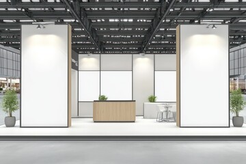 Brand-Focused 3D Stand with Open Space, Blank Panels.