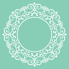 Decorative frame Elegant vector element for design in Eastern style, place for text. Floral green and white border. Lace illustration for invitations and greeting cards