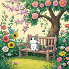 cat cute in garden