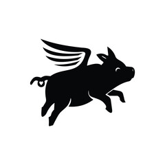 flying pig logo design illustration	