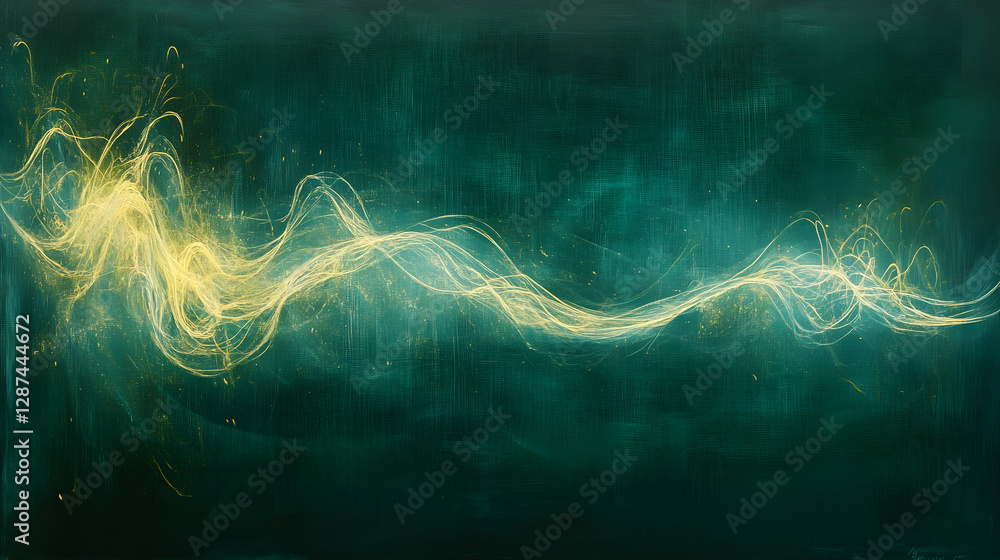 Poster bright green background with bold yellow lines creating a modern abstract design
