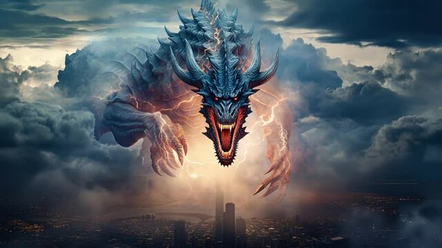 dragon in the night sky
