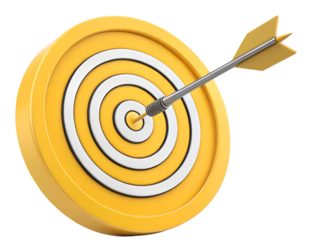 Aim for success dartboard target indoor game room perspective isolated on transparent background