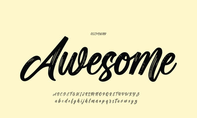 Awesome abstract font alphabet. Typography typeface uppercase lowercase and number. vector illustration