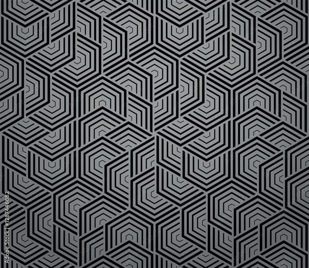 Poster abstract geometric pattern with stripes, lines. seamless vector background. gray and black ornament.