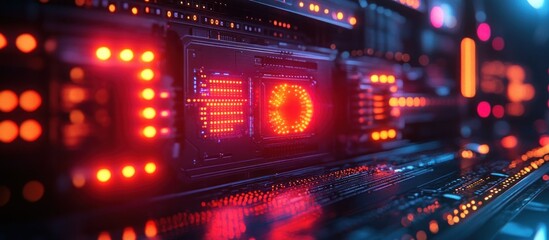 Futuristic server with glowing components.