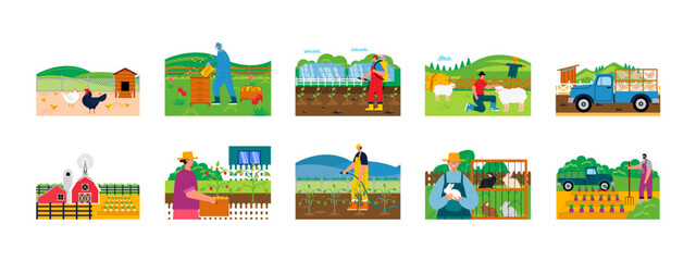 Farm set illustration. Flat vector illustration concept.
