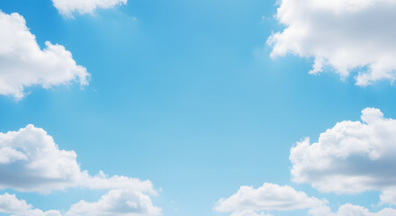 Naklejka premium Vibrant Blue Sky and Fluffy White Clouds Background Image for Design