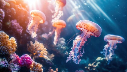 Hidden Underwater Kingdom – Glowing Coral Towers and Drifting Jellyfish in a Fantasy Ocean Realm