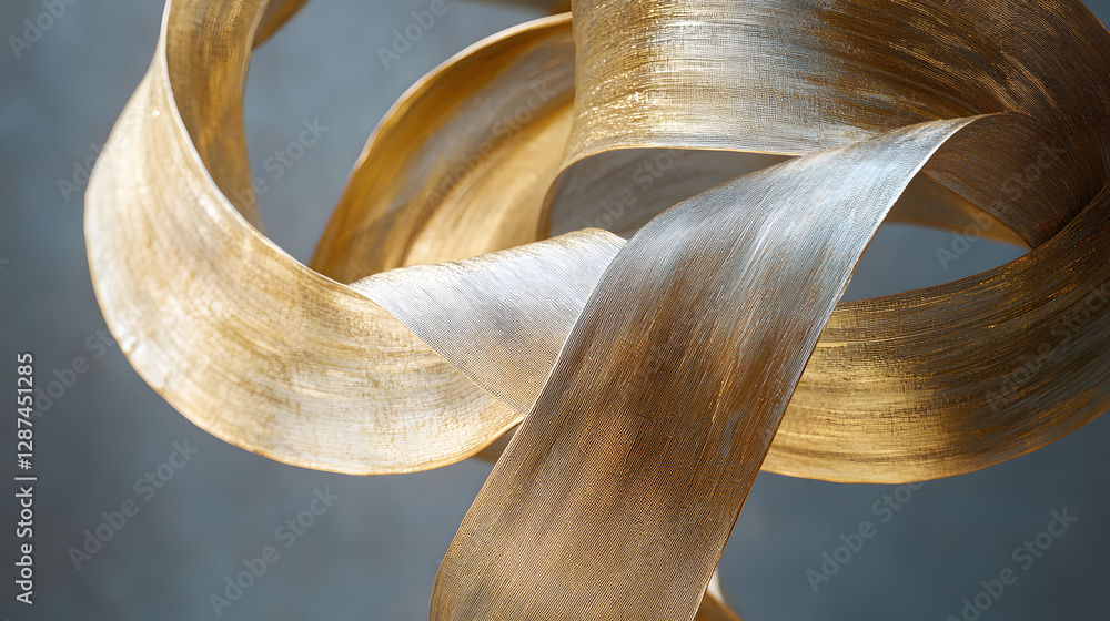 Poster close up of a gold colored decorative object with intricate designs and textures
