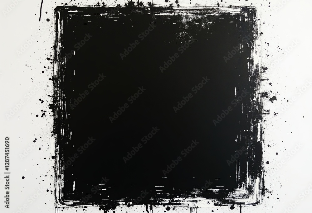 Poster glitch in the matrix: a striking black and white square symbol with a digital distortion effect on b