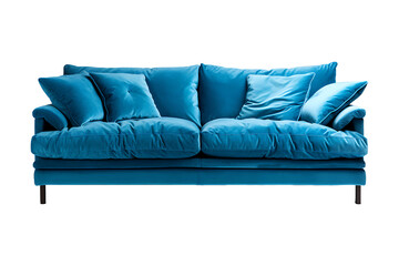Luxury blue comfort sofa isolated on transparent background

