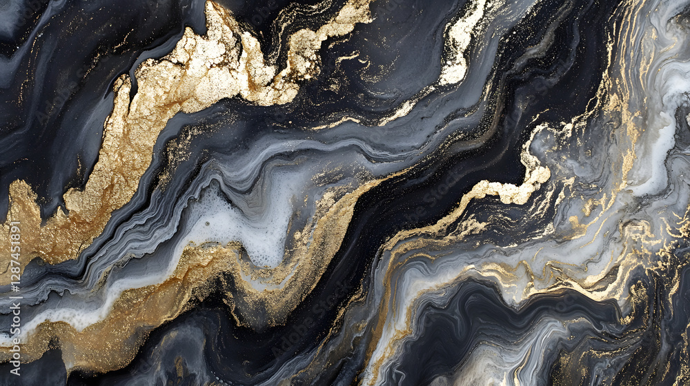 Aufkleber black and gold marble texture with natural patterns for background and design use