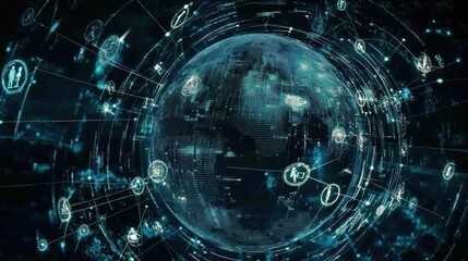 Obraz premium Global Network Data Visualization