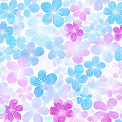 Fototapeta premium Beautiful floral pattern with blue and pink flowers on light background