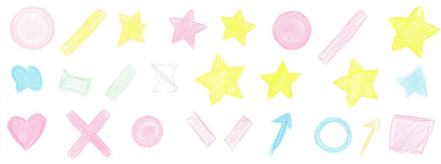 Colorful shapes in pastel tones create playful and cheerful design