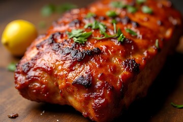 Deliciously Roasted Glazed Meat, Close-Up Image
