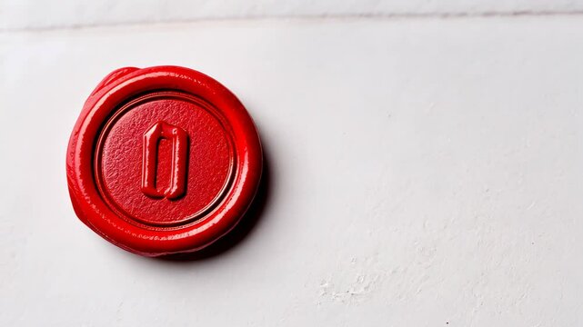 Red wax seal stamp on a white background. Minimalistic and vintage stationery concept with copy space. Design for branding, invitations, or certificates. - Powered by Adobe