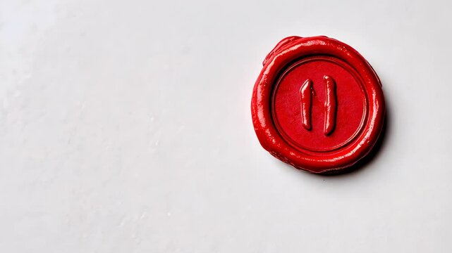 Red wax seal stamp on a white background. Minimalistic and vintage stationery concept with copy space. Design for branding, invitations, or certificates. - Powered by Adobe