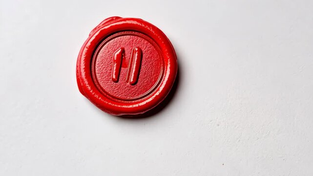 Red wax seal stamp on a white background. Minimalistic and vintage stationery concept with copy space. Design for branding, invitations, or certificates. - Powered by Adobe