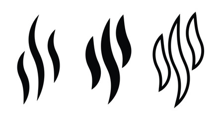 Aromas vaporize icons.Smoke, steam flat line icons set. Vector vapor, aroma, stink, odors symbols or fumes. Fragrances evaporate icons. Vector illustration
