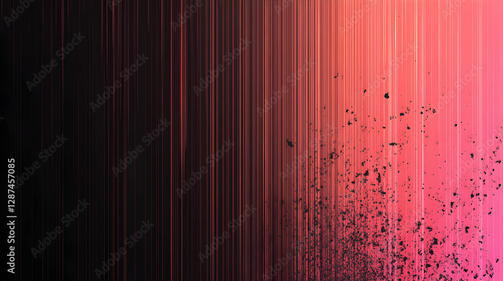 Poster abstract background with vertical lines transitioning from dark to light pink, interspersed with bla